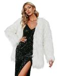 Fluffy White Faux Fur Long Sleeve Coat