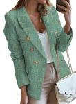 Green Tweed Double Breasted Women's Blazer Jacket