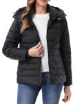 Women's Lightweight Waterproof Puffer Jacket, Black