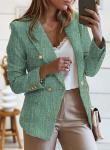 Green Tweed Double Breasted Women's Blazer Jacket