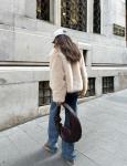 Flygo Women's Beige Faux Fur Winter Coat