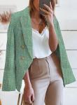 Green Tweed Double Breasted Women's Blazer Jacket