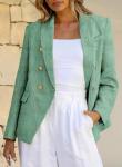 Green Tweed Double Breasted Women's Blazer Jacket