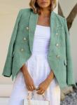 Green Tweed Double Breasted Women's Blazer Jacket