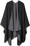 Oversized Black Shawl Poncho Cardigan for Women