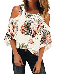 Floral Cold Shoulder Tops for Women 2024