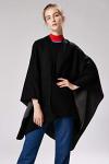 Oversized Black Shawl Poncho Cardigan for Women