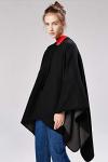 Oversized Black Shawl Poncho Cardigan for Women