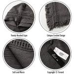 Grey Hooded Cape Poncho with Fringed Hem