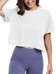 KevaMolly White UPF50+ Loose Fit Workout Crop Top