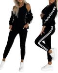 Chic Three-Piece Striped Tracksuit with Bomber Jacket