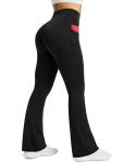 Womens High Waisted Flared Yoga Pants with Pockets