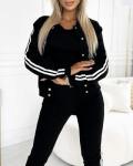 Chic Three-Piece Striped Tracksuit with Bomber Jacket