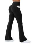 COPYLEAF Womens Yoga Pants with Pockets High Waisted Flare Leggings Bell Bottom Yoga Dress Pants Seamless Bootcut Pants(Black M)