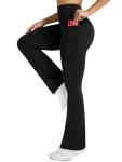 Womens High Waisted Flared Yoga Pants with Pockets