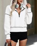 Hooded Cropped Sweatshirt for Women - White