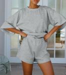 Womens Oversized Pajama Set with Elastic Waist Shorts