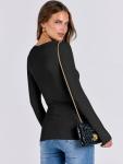 ANRABESS Women’s Rib Knit Long Sleeve Tee Black
