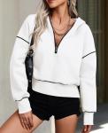 Hooded Cropped Sweatshirt for Women - White