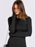 ANRABESS Women’s Rib Knit Long Sleeve Tee Black