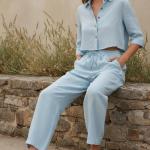 YUSHE Women's 3 Piece Linen Lounge Set