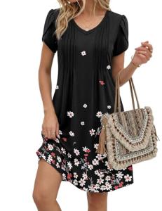 Zeagoo Women’s Black Floral A-Line Summer Dress