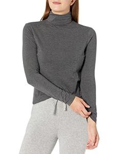 Plus Size Long-Sleeve Turtleneck in Charcoal Heather