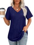OFEEFAN V Neck Loose Summer Tunic Tops for Women