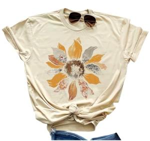 Boho Wildflowers Butterfly Graphic Tee for Women