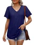 OFEEFAN V Neck Loose Summer Tunic Tops for Women