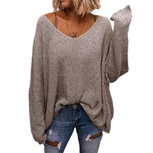 BZB Oversized V Neck Long Sleeve Knit Sweater