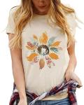 Boho Wildflowers Butterfly Graphic Tee for Women