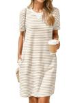 Glamaker Women's Striped Short Sleeve Shift Dress