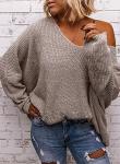 BZB Oversized V Neck Long Sleeve Knit Sweater