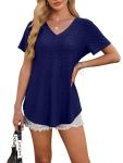 OFEEFAN V Neck Loose Summer Tunic Tops for Women