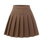 Women's A-Line Pleated Mini Skirt in Brown