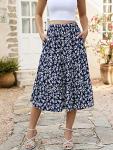 Lyrur Women's Floral Tiered Midi Skirt with Pockets