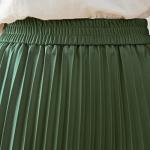 Green Pleated Midi Skirt for Women