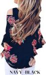 Chuanqi Women's Cold Shoulder Tie Knot Blouse