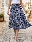 Lyrur Women's Floral Tiered Midi Skirt with Pockets