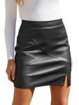 We1Fit High Waisted Black Faux Leather Mini Skirt
