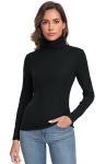 Black Long Sleeve Mock Neck Active Shirt for Women