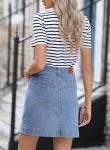 High Waisted Denim Mini Skirt with Pockets