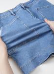 High Waisted Denim Mini Skirt with Pockets