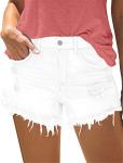 Summer Frayed Denim Shorts for Women with Pockets