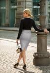 Women's High Waist Stretch Pencil Skirt - Heather Gray