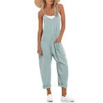 V Neck Sleeveless Loose Fit Jumpsuit with Pockets