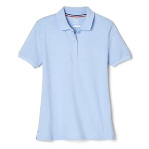 Light Blue Stretch Cotton Short Sleeve Polo for Women