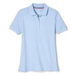 Light Blue Stretch Cotton Short Sleeve Polo for Women
