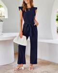 BTFBM Women's Cap Sleeve Wide Leg Jumpsuit